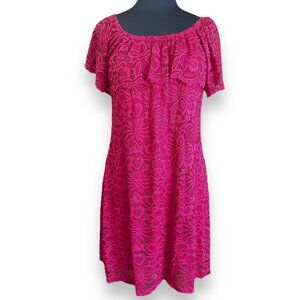 Jody California Burgandy Off the Shoulder Lace Dress Size Large NWOT